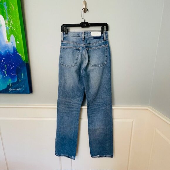 RE/DONE 90s Distressed High Rise Loose in Destroyed Medium Blue Size 24 - Picture 14 of 16